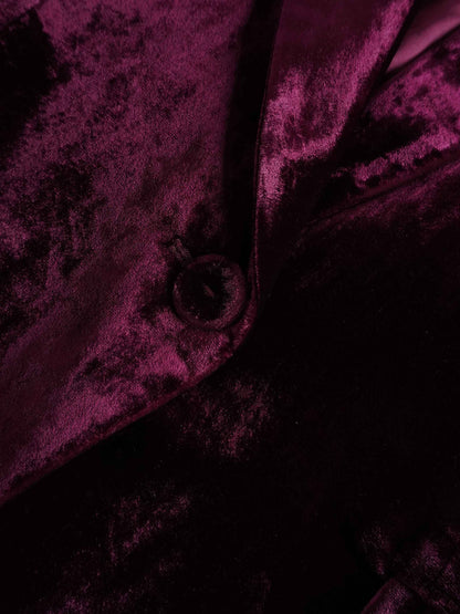 Velvet Blazer-Burgundy