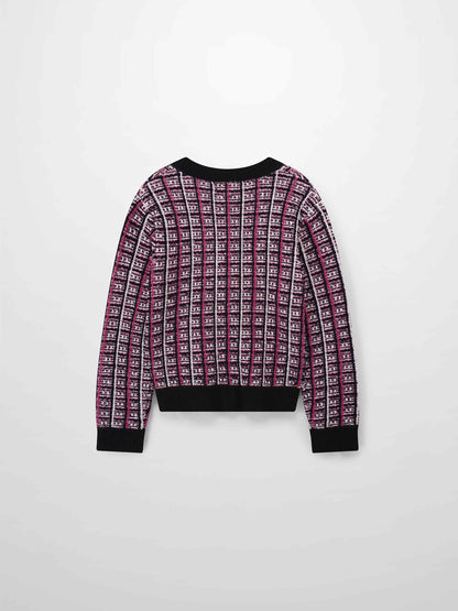 Boucle Knit Cardigan-Pink