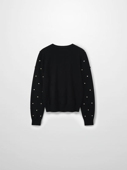 Pearl Embellished Sweater-Black