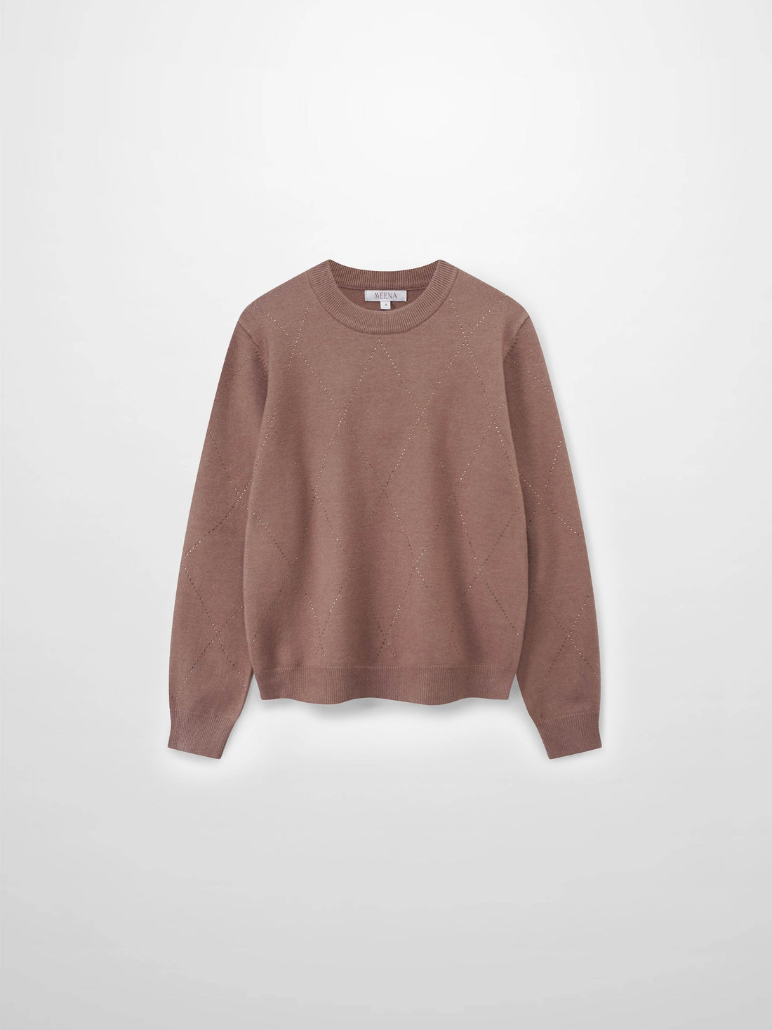 Diamond Stud Design Sweater-Mocha Mousse