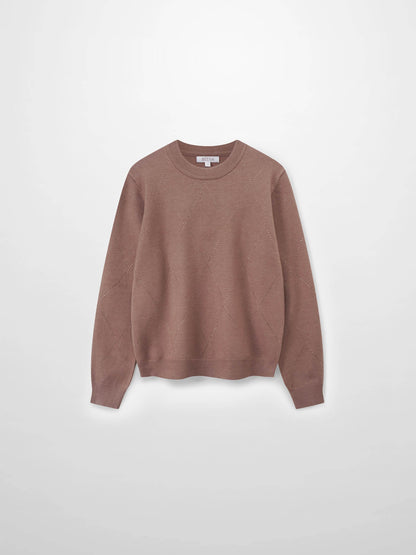 Diamond Stud Design Sweater-Mocha Mousse