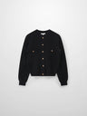 Ribbed Knit Mohair Cardigan Jacket-Black