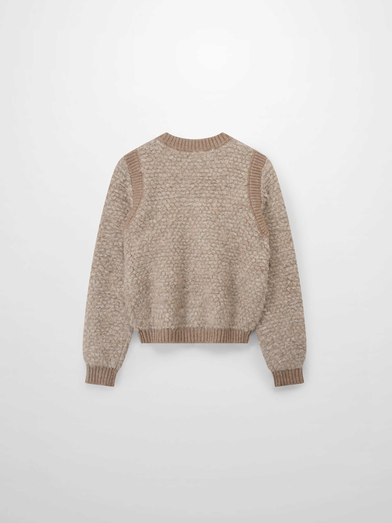 Ribbed Knit Mohair Cardigan Jacket-Camel