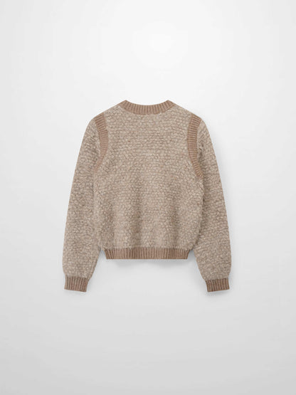 Ribbed Knit Mohair Cardigan Jacket-Camel