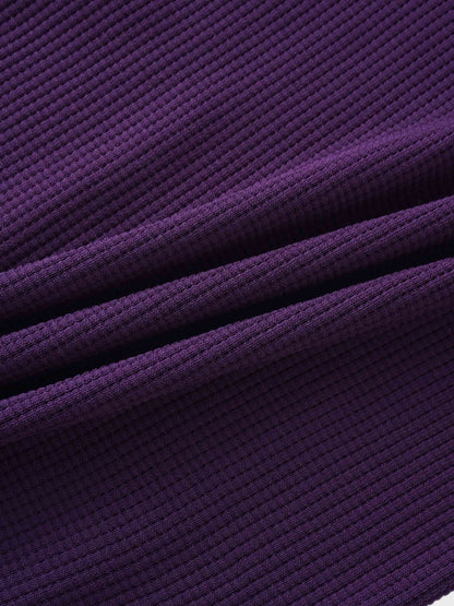 Waffle Collared Sweater-Purple