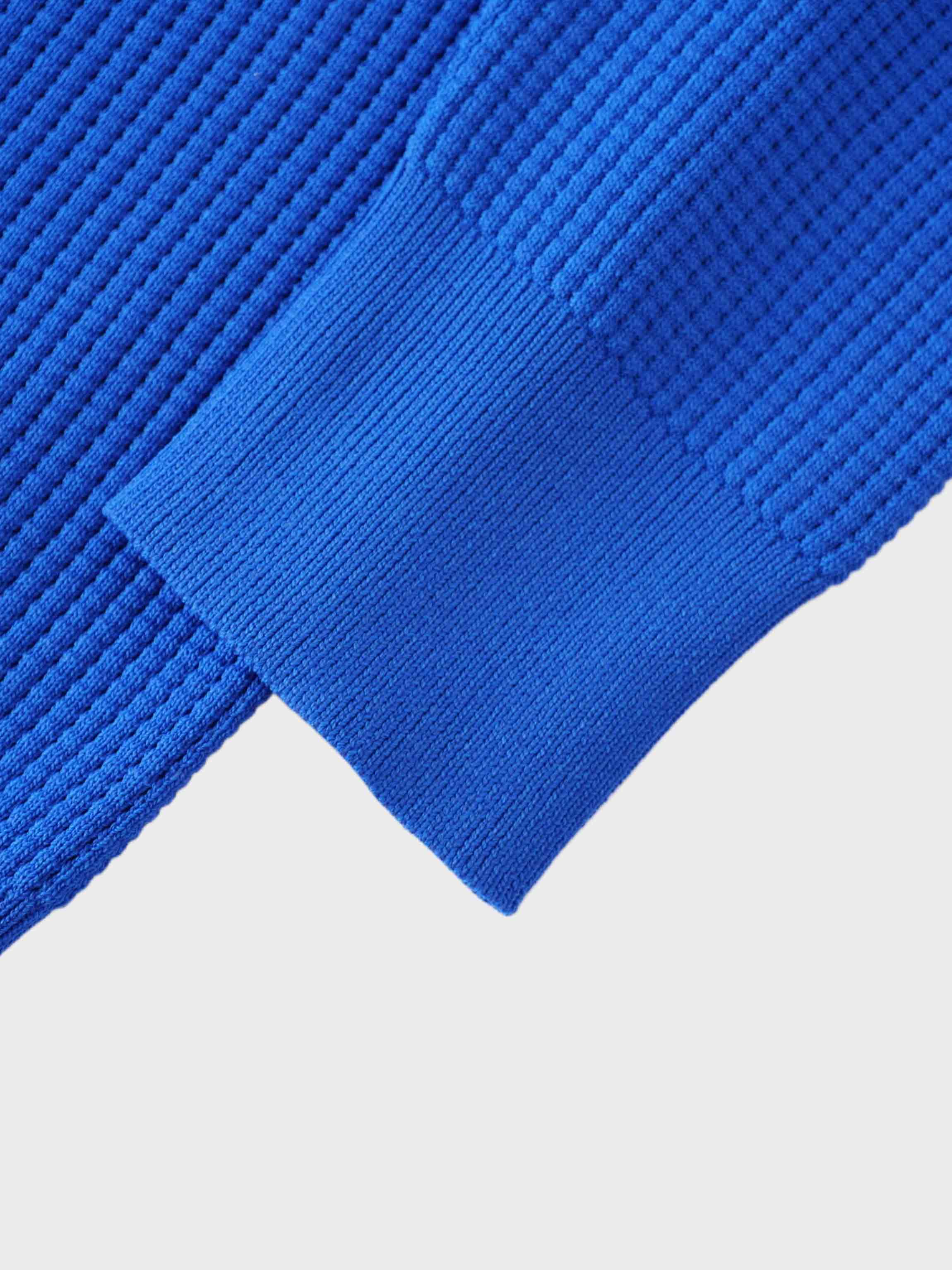 Waffle Collared Sweater-Cobalt Blue