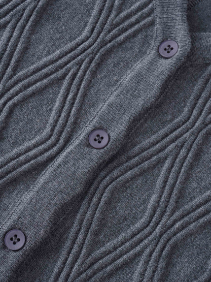 Scalloped Edge Cardigan-Heathered Grey