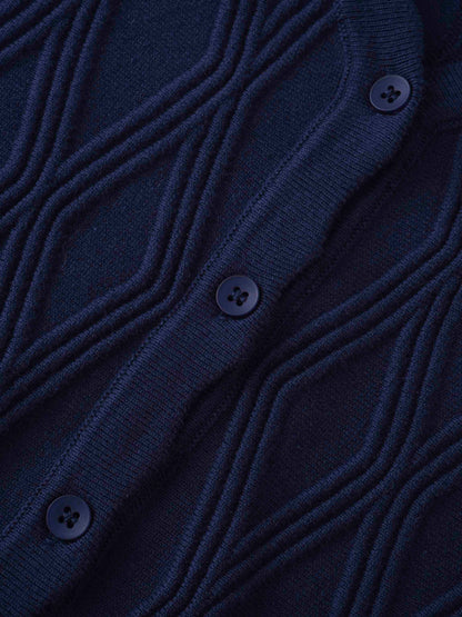 Scalloped Edge Cardigan-Blue