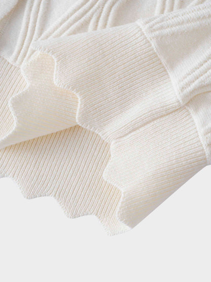 Scalloped Edge Cardigan-Ivory