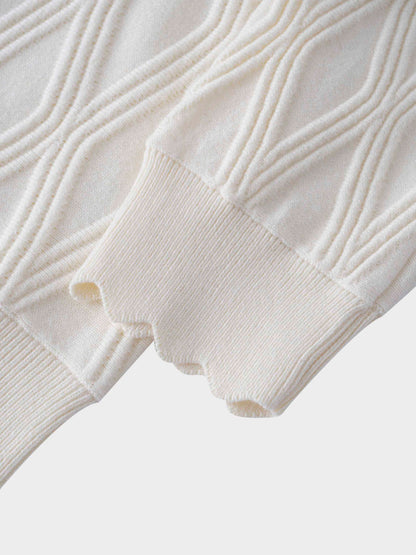 Scalloped Edge Cardigan-Ivory
