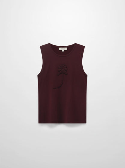 Crochet Puff Flower Sweater Set-Plum