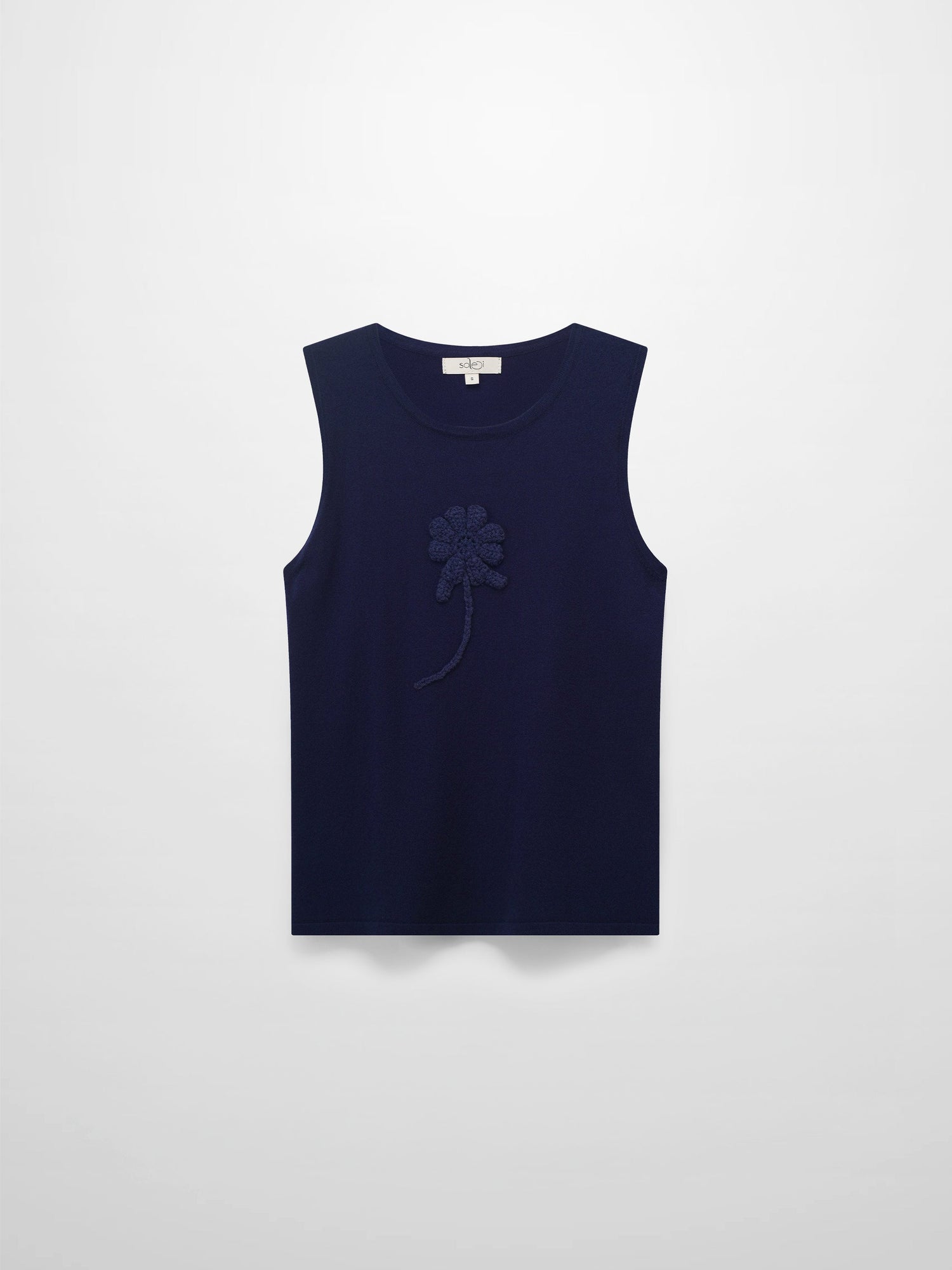 Crochet Puff Flower Sweater Set-Navy