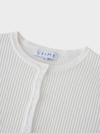 Button Down Ribbed Cardigan-Ivory