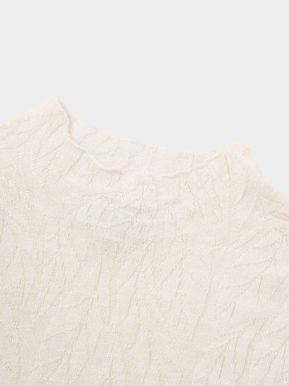 Leaf Design Turtleneck-Blush