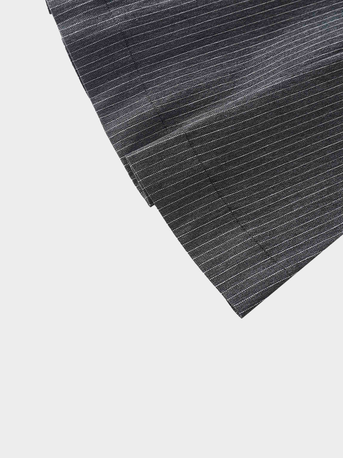 Yoke Pleated Denim Skirt-Black Pinstripe