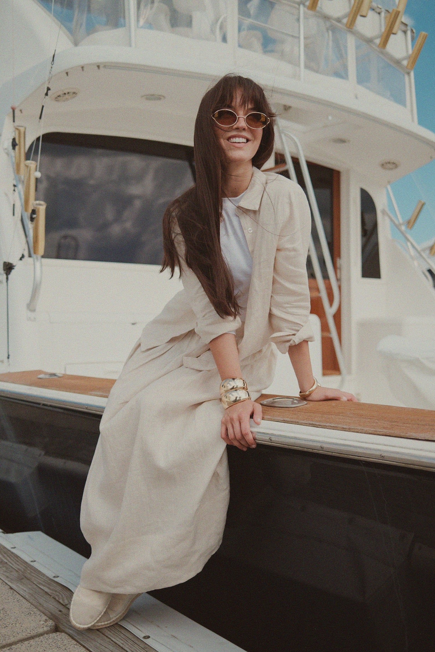 Linen Button Down Blouse-Ecru