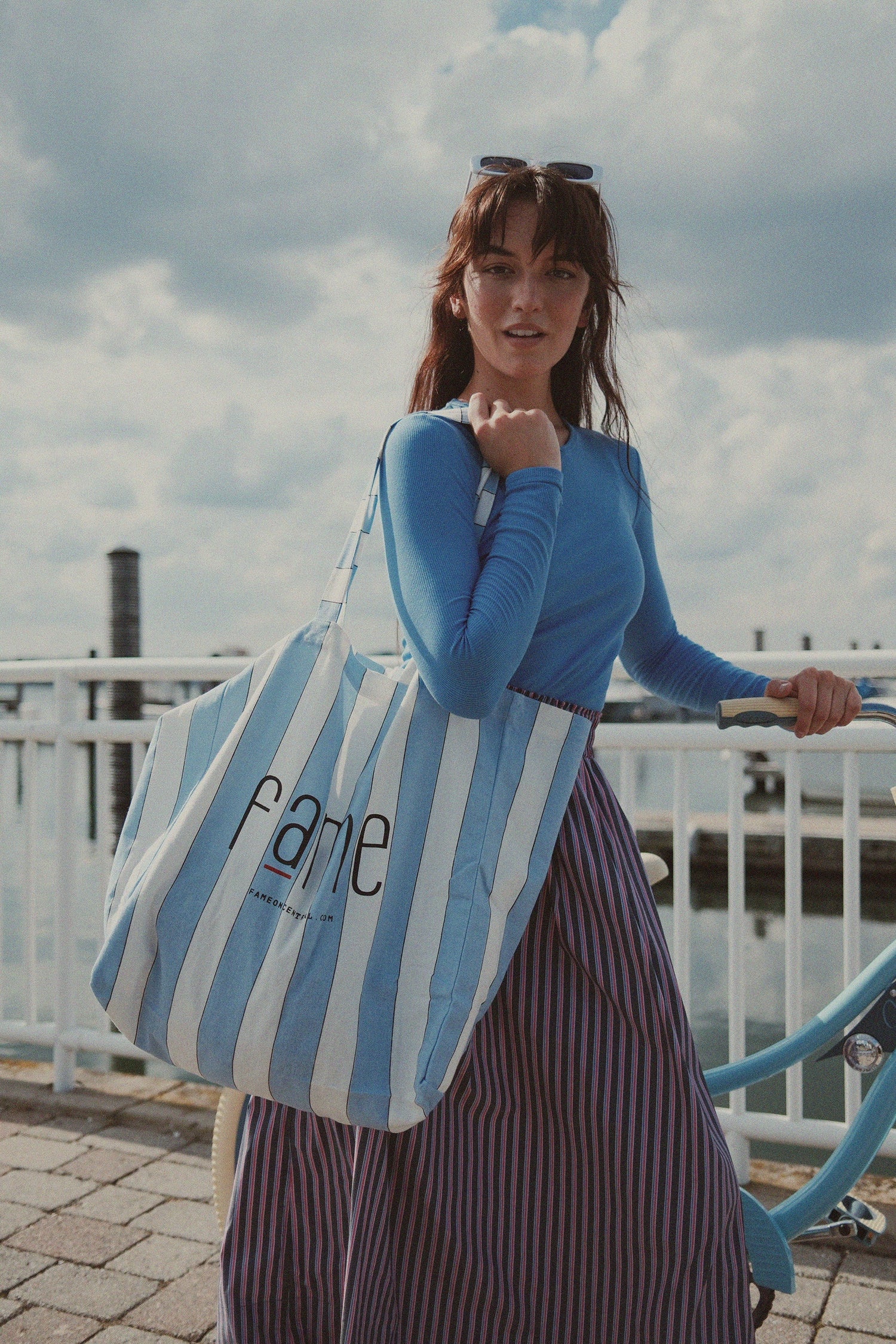 Striped Gathered Waist Skirt-Pink Stripe