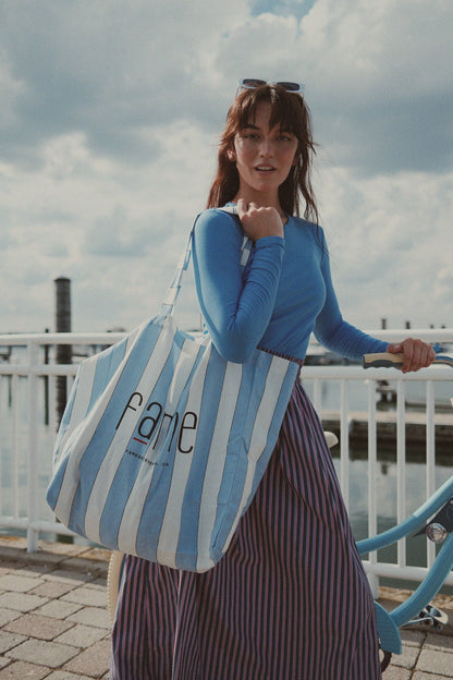 Striped Gathered Waist Skirt-Pink Stripe
