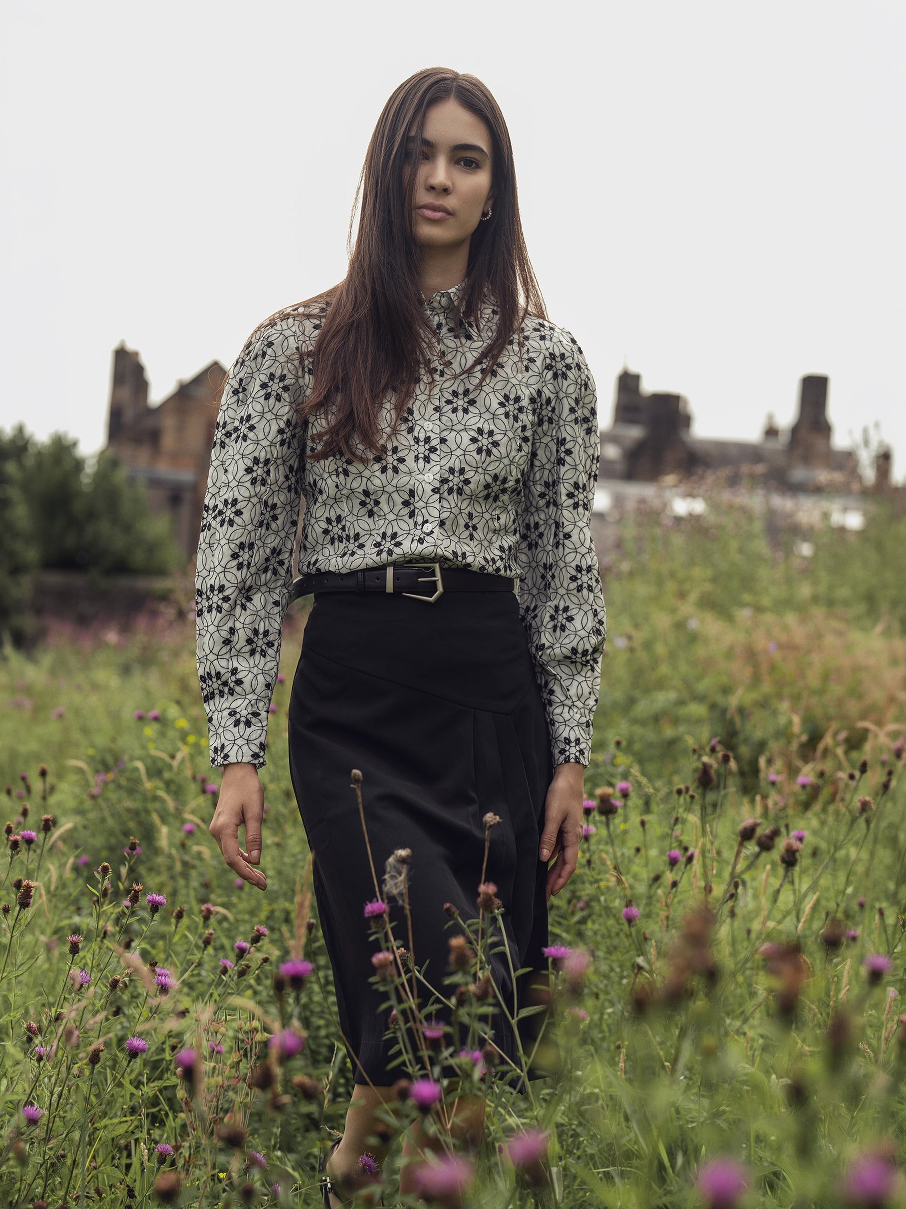 Embroidered Puff Sleeve Blouse-Floral