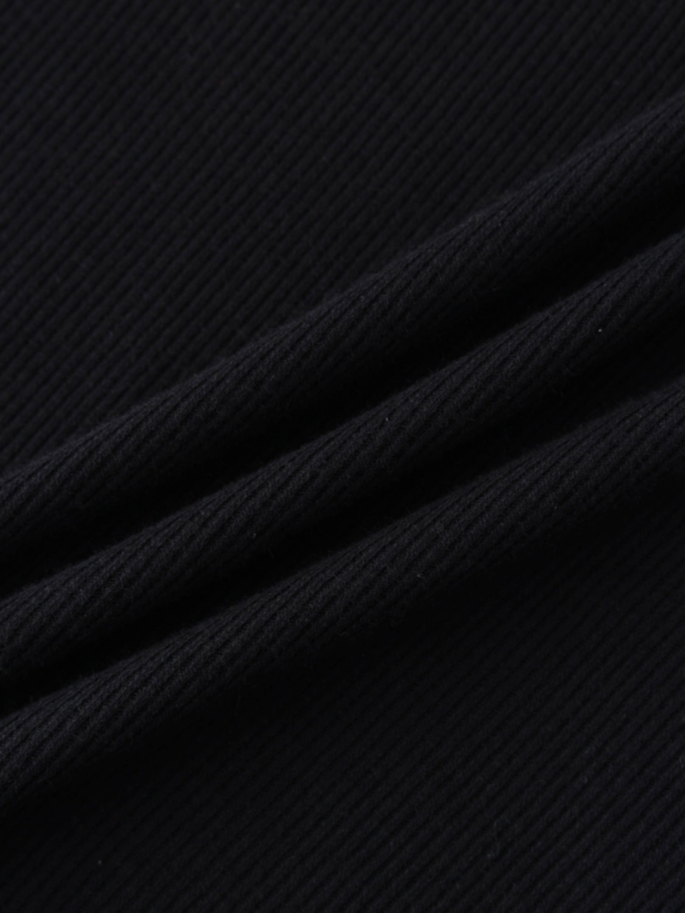 RIBBED COLLAR T-SHIRT-BLACK