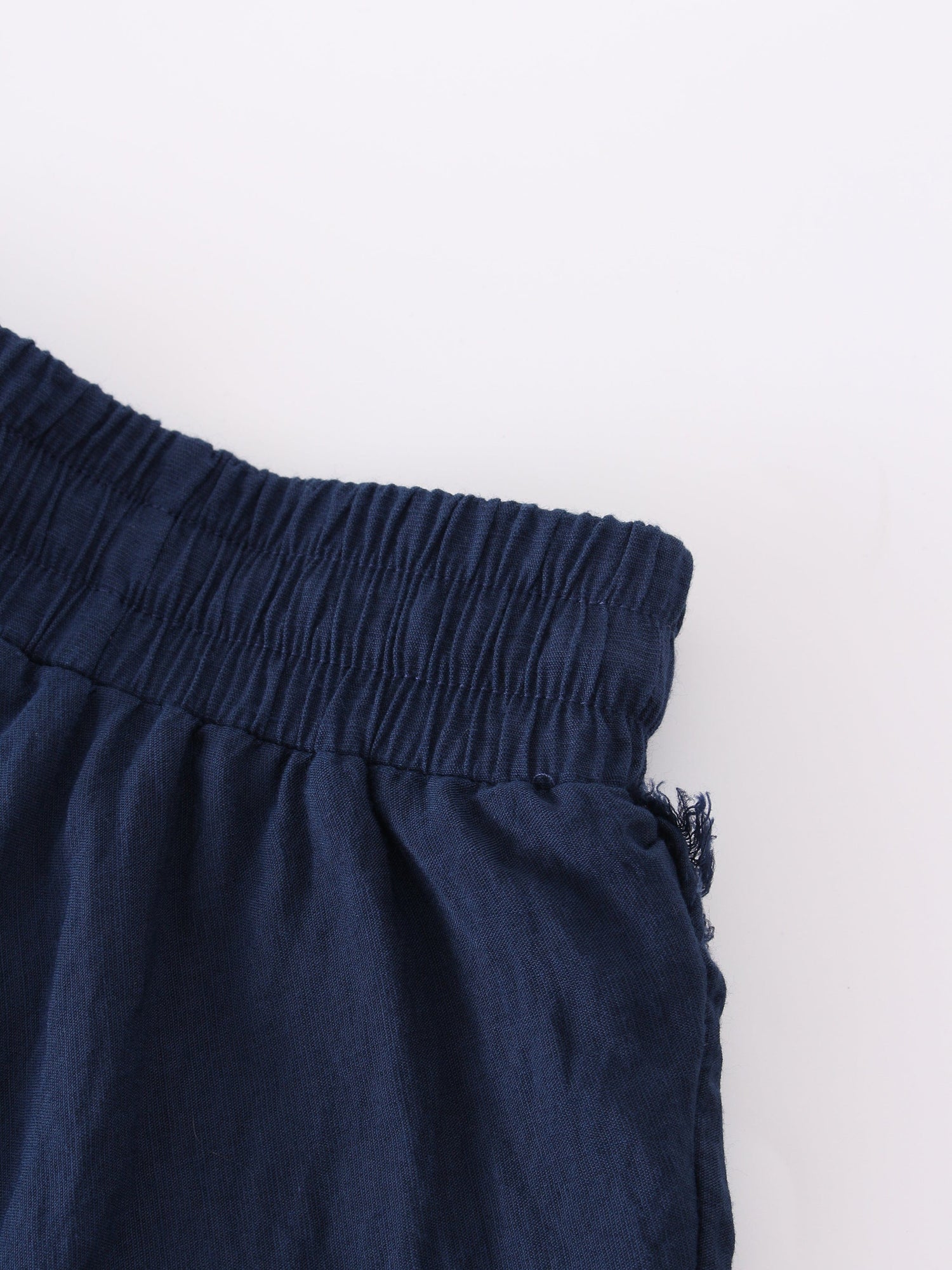 DRAWSTRING FRINGE SKIRT-NAVY