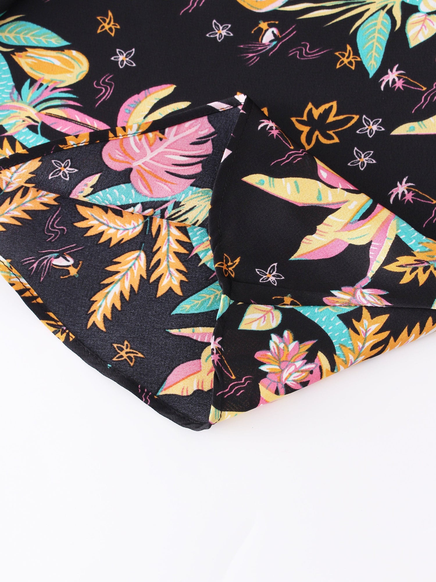 Printed Satin Slip Skirt-Hawaiian Floral