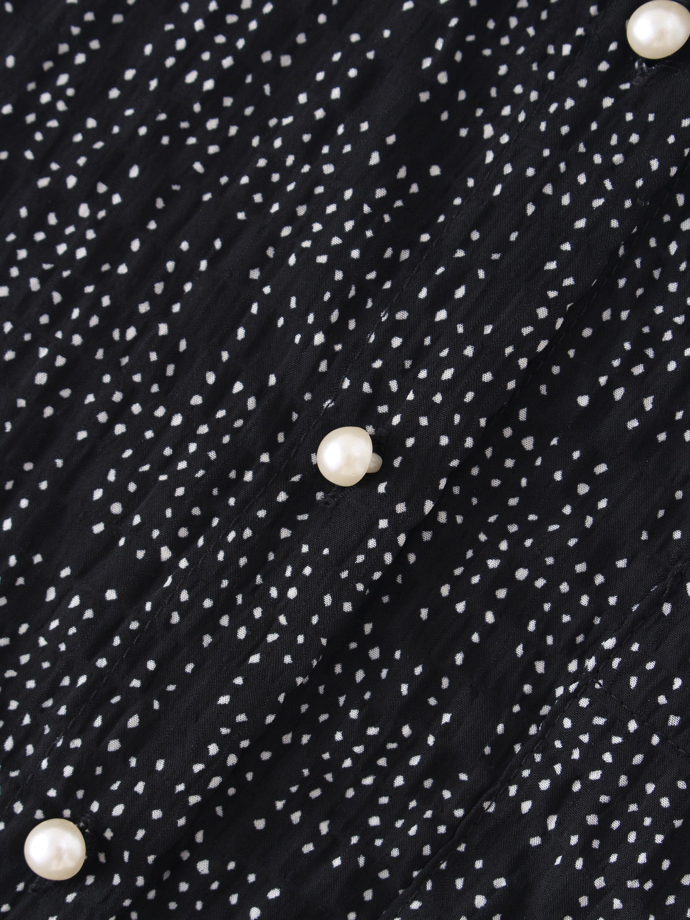 Front Tie Blouse-Cream Dots