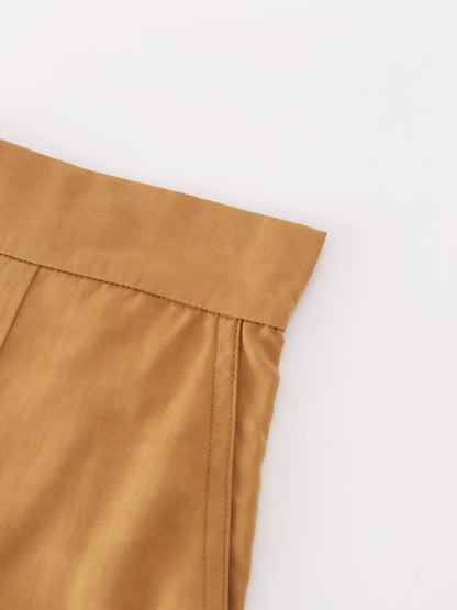 A-Line Seamed Skirt-Tan