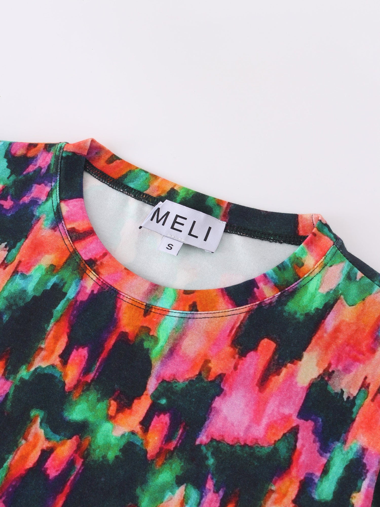 Printed Modal Tee-Neon Watercolor