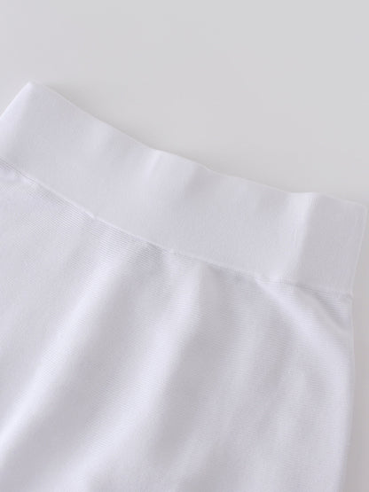 KNIT PLEATED SKIRT (24")-WHITE