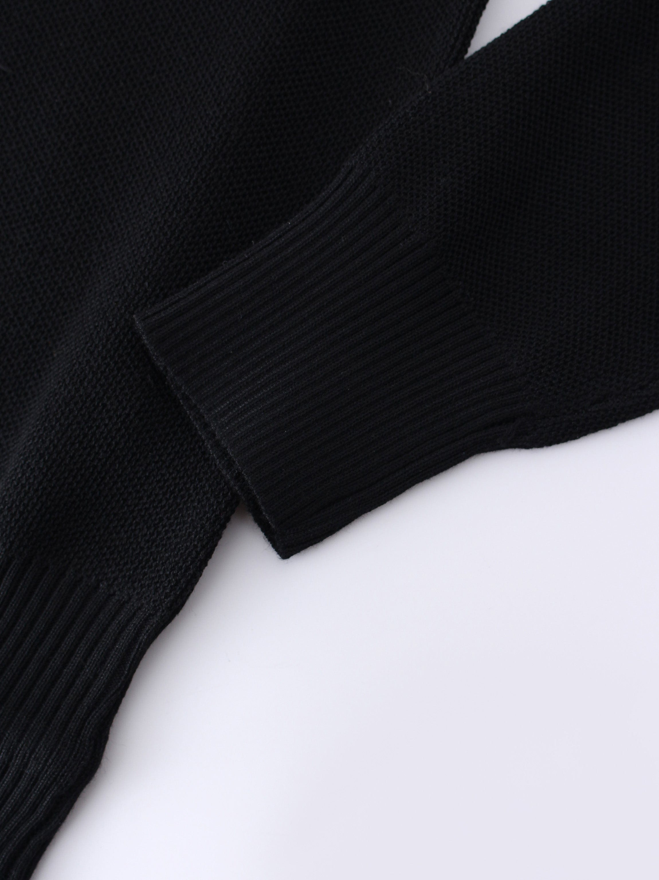 DRAWSTRING POCKET SWEATER-BLACK