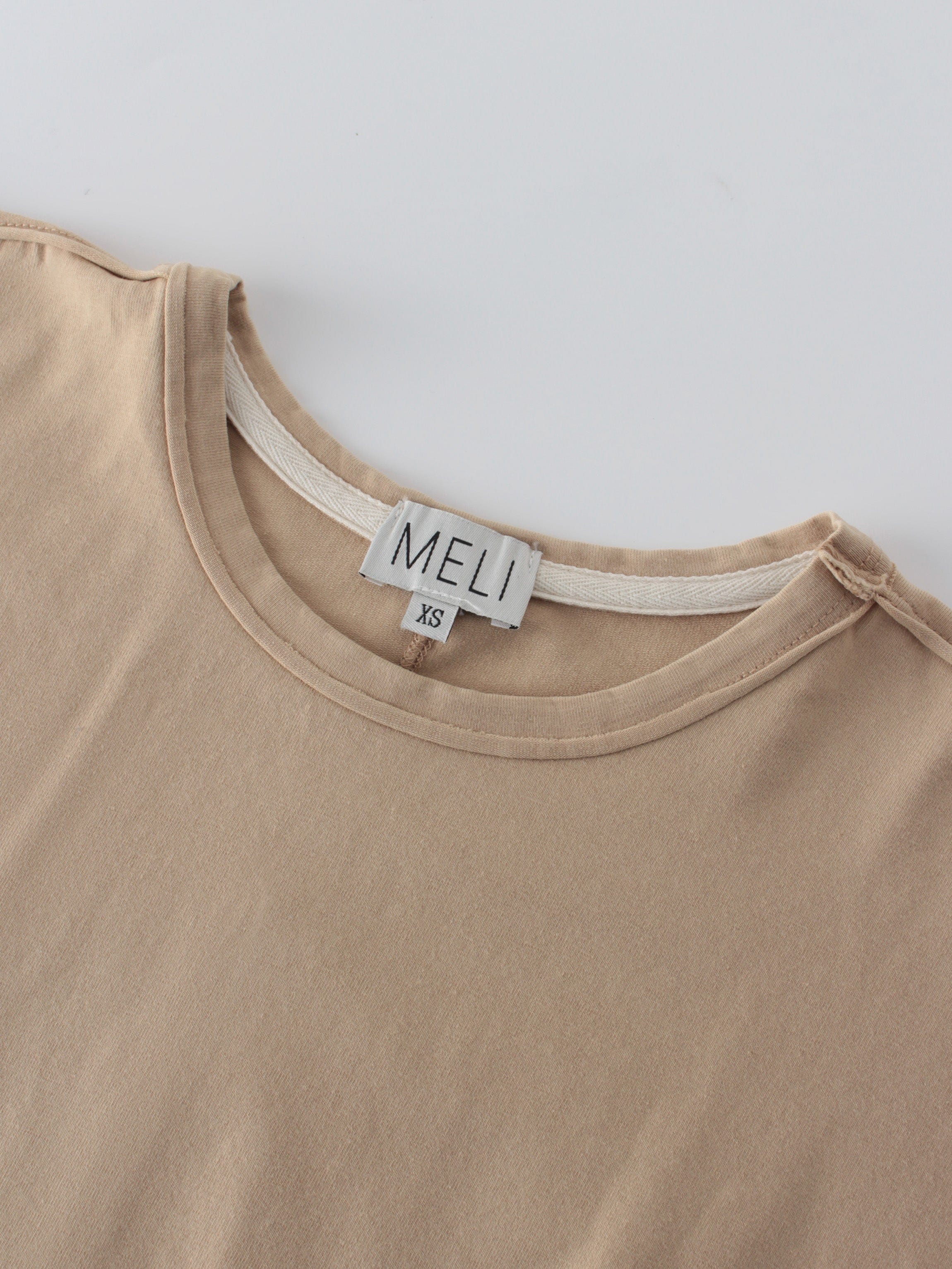 WASHED CROP TEE-TAN