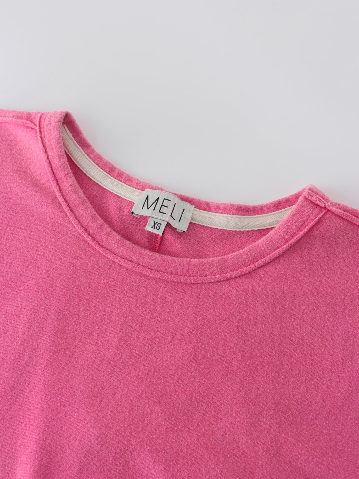 WASHED CROP TEE-HOT PINK