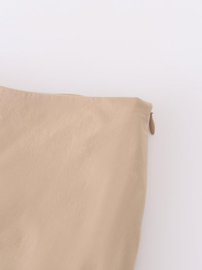 YOKE TIERED SKIRT-TAN