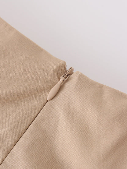 YOKE TIERED SKIRT-TAN