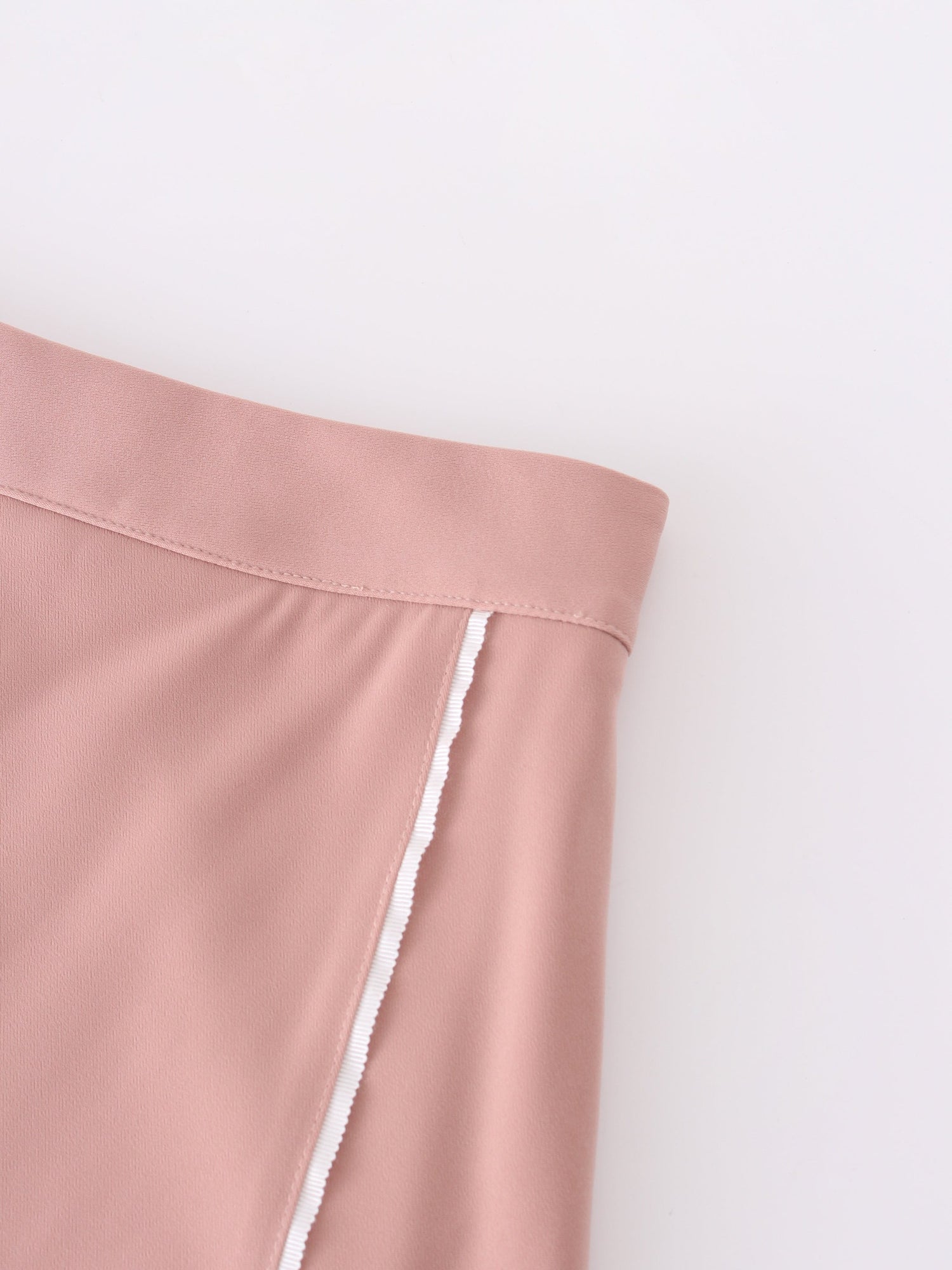 PIPED WRAP SKIRT-MAUVE/WHITE