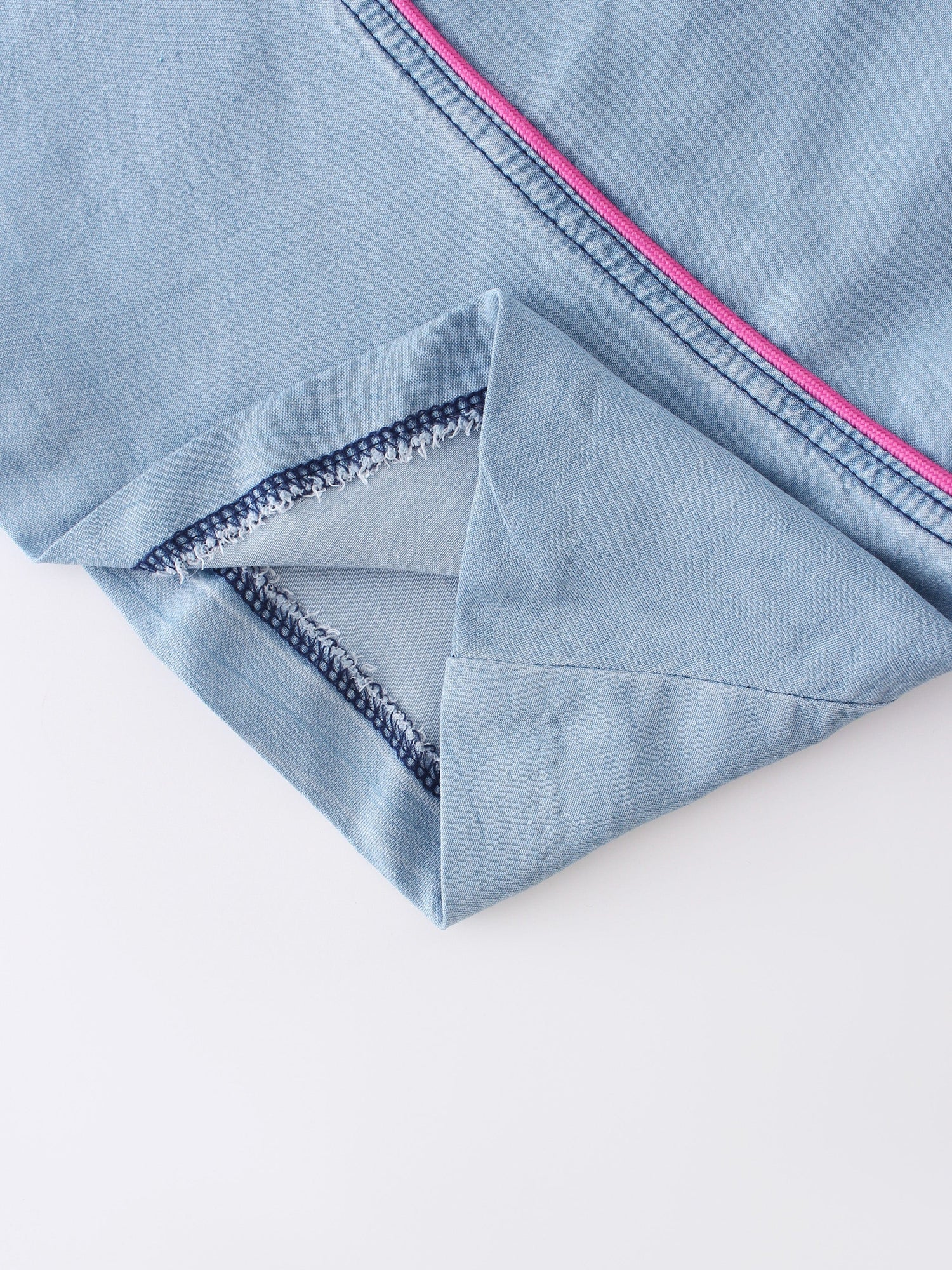 PIPED DENIM SKIRT-LIGHT BLUE
