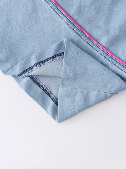 PIPED DENIM SKIRT-LIGHT BLUE