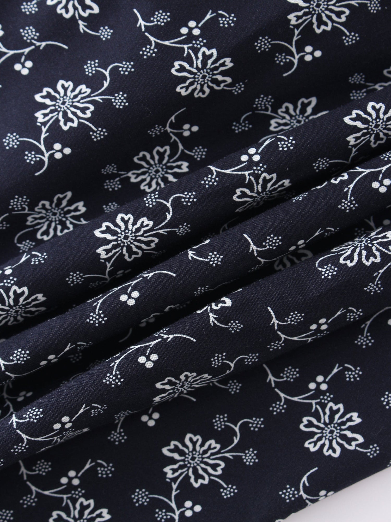 Lace Trim Detail Dress-Navy Floral