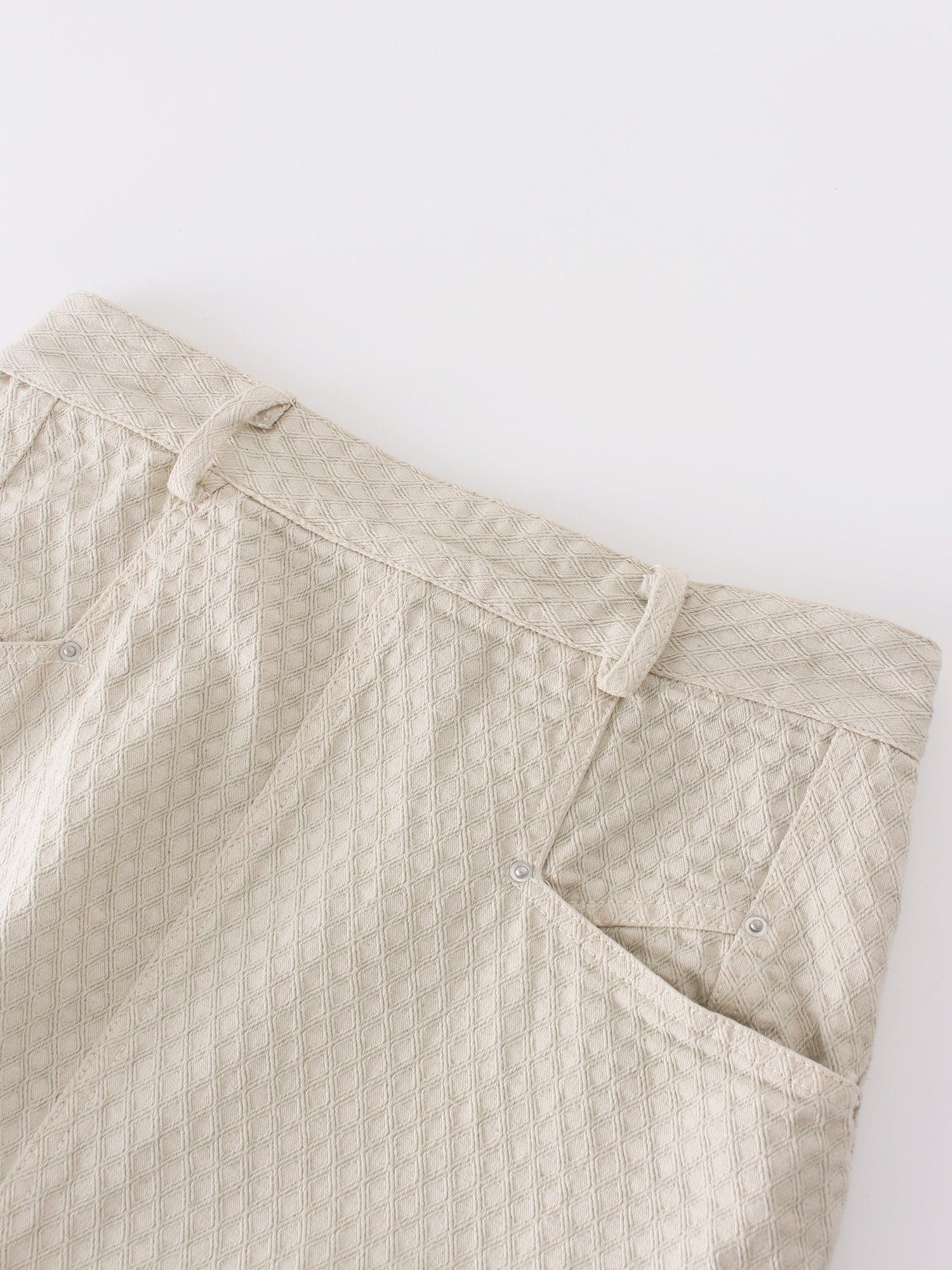 Back Pleat Denim Skirt-Textured Cream