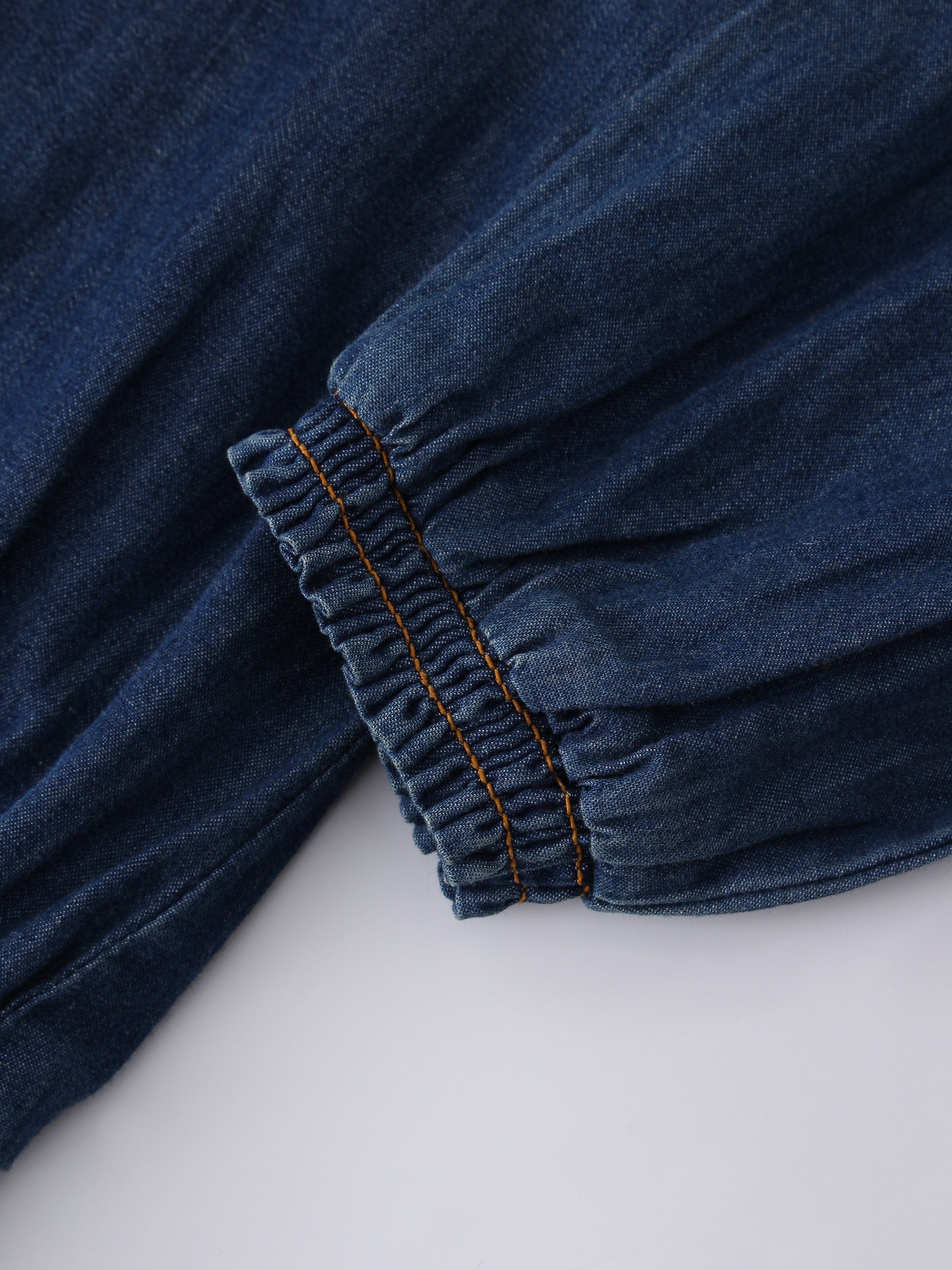 Waisted Denim Top-Blue