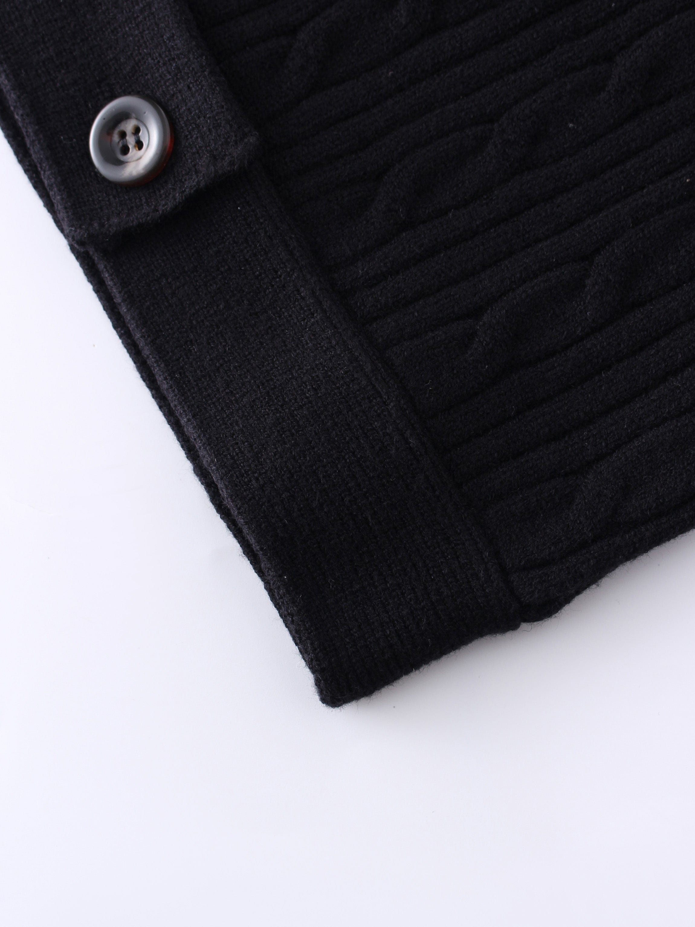 CABLE BANDED SWEATER-BLACK