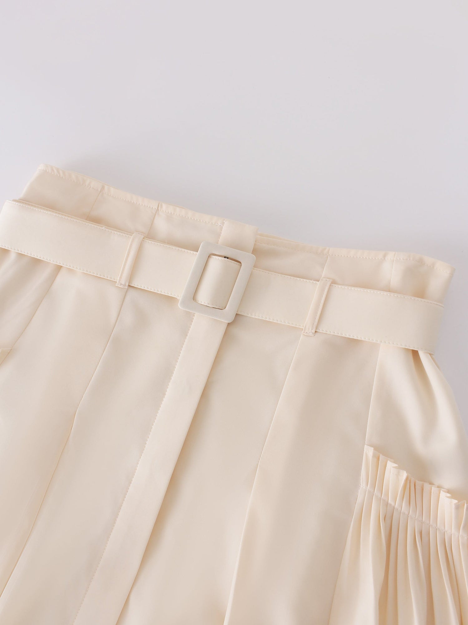 Pintuck Pocket Skirt-Ivory