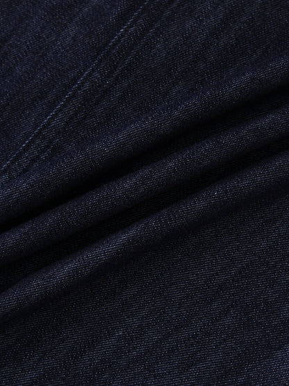 Classic Denim Fringe Skirt-Dark Blue