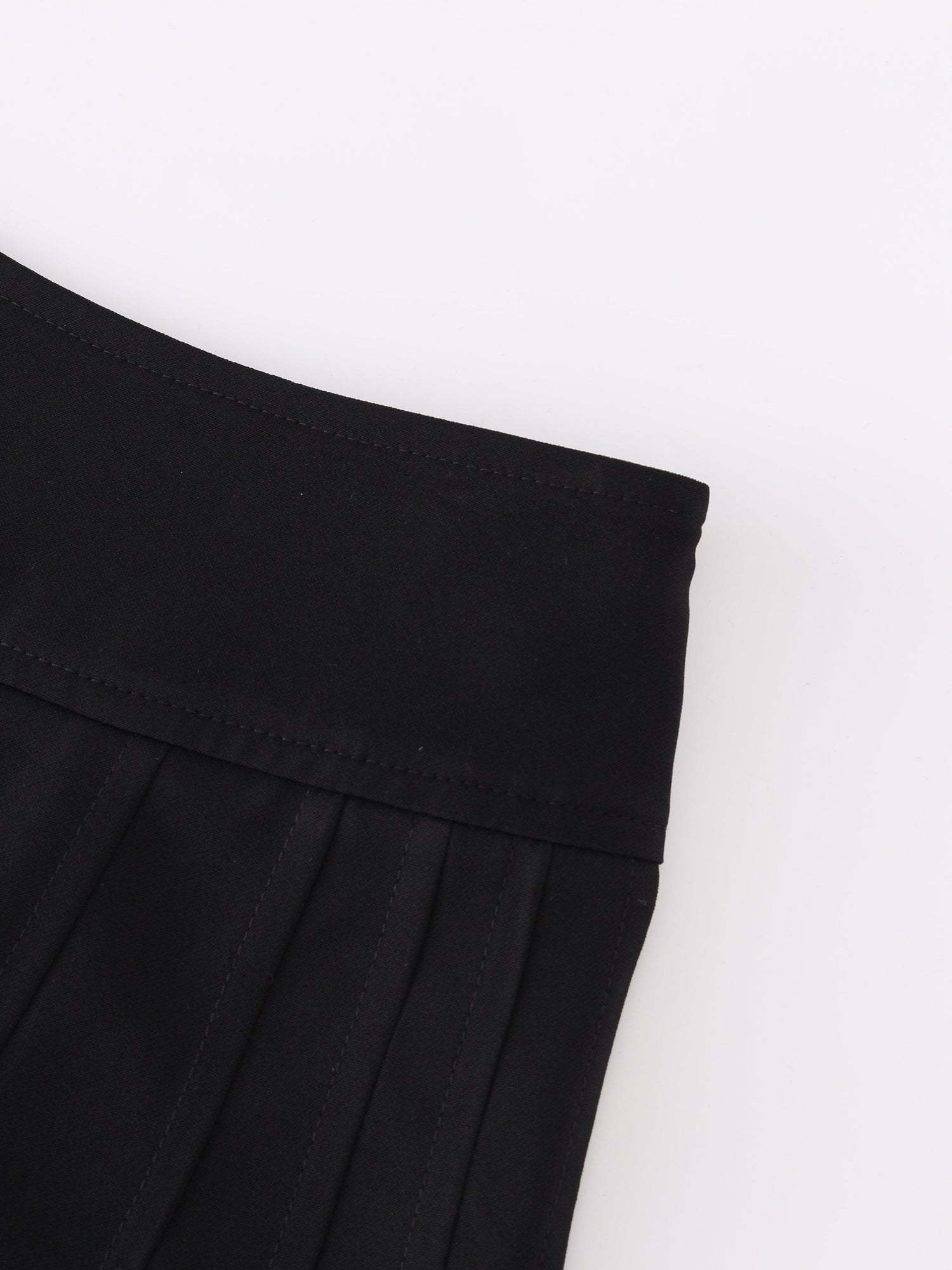 Yoke Pleated Skirt 37"-Black