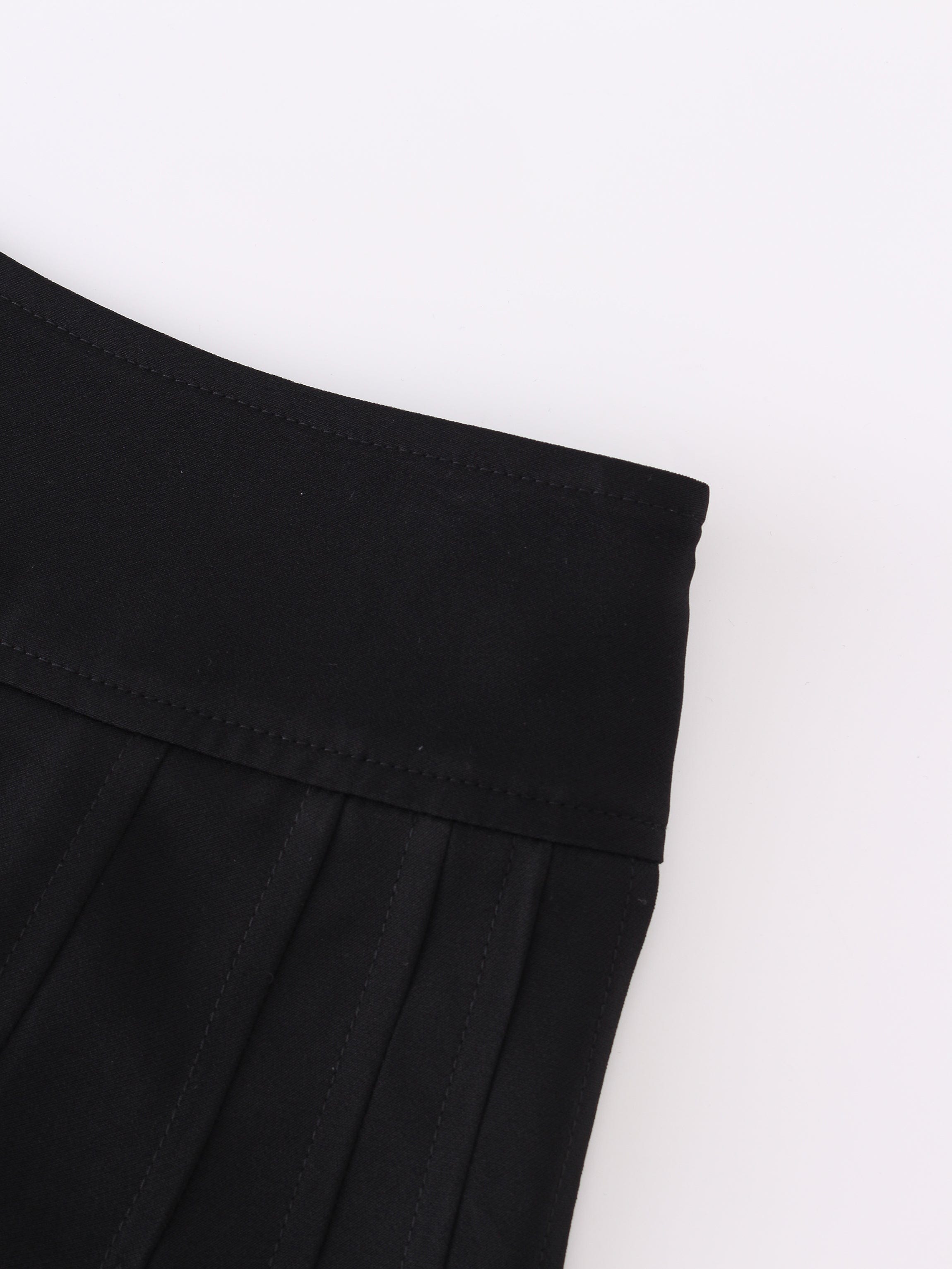 Yoke Pleated Skirt 37"-Black