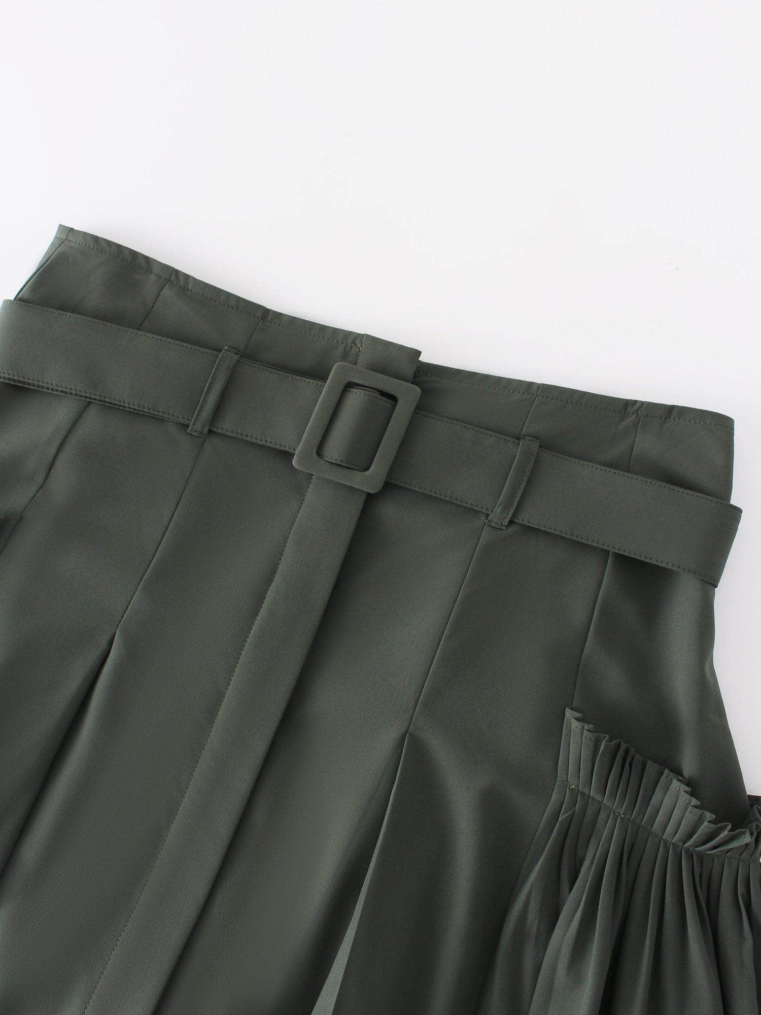 Pintuck Pocket Skirt-Olive