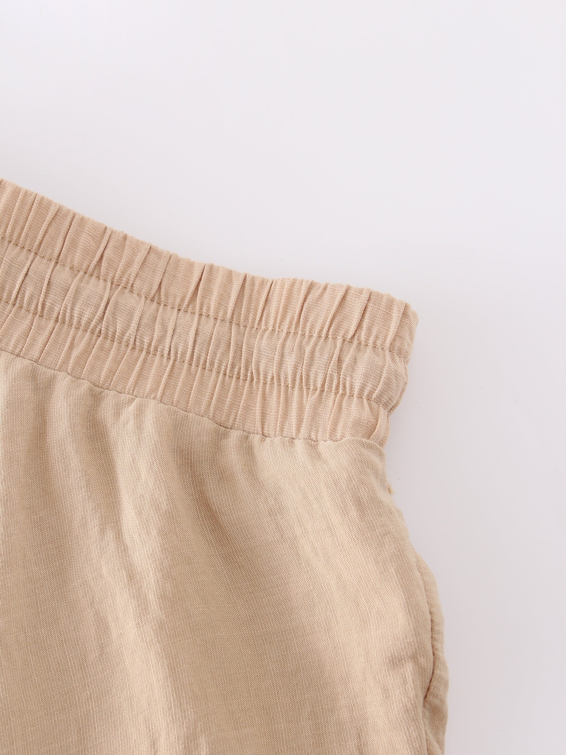 DRAWSTRING FRINGE SKIRT-TAN