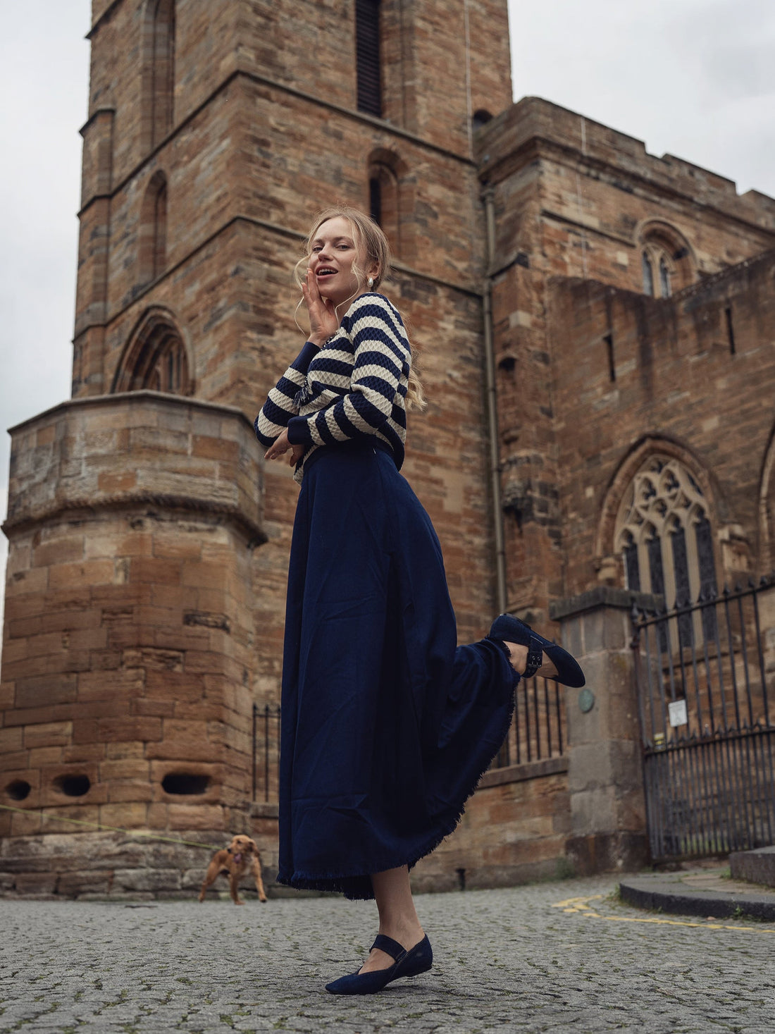 Fringe Circle Skirt-Navy