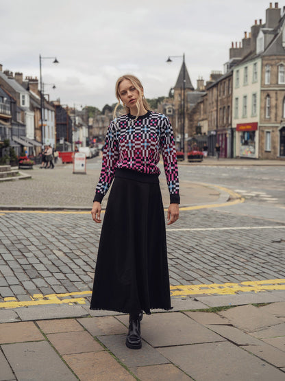 Geometric Design Sweater-Pink